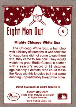 1988 Pacific Eight Men Out #6 Eddie Cicotte 29-7 in 1919 Back