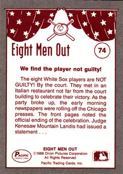 1988 Pacific Eight Men Out #74 The Verdict Back