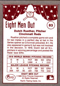 1988 Pacific Eight Men Out #83 Dutch Ruether Back