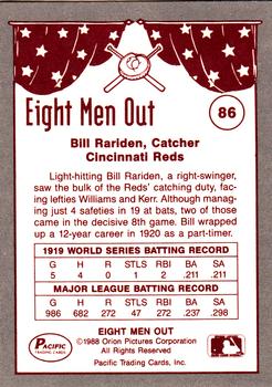 1988 Pacific Eight Men Out #86 Bill Rariden Back