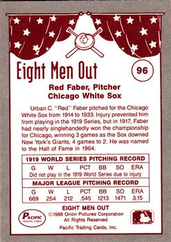 1988 Pacific Eight Men Out #96 Red Faber Back