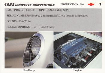 1991 Collect-A-Card Vette Set #1 1953  Corvette Convertible Back