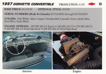 1991 Collect-A-Card Vette Set #5 1957  Corvette Convertible Back