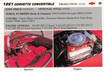 1991 Collect-A-Card Vette Set #9 1961  Corvette Convertible Back