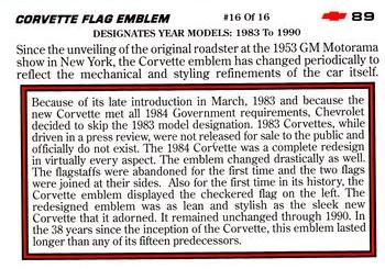 1991 Collect-A-Card Vette Set #89 Corvette Flag Emblem #16 of 16 Back