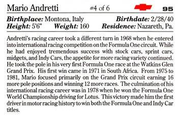 1991 Collect-A-Card Vette Set #95 Mario Andretti #4 of 6 Back