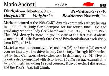 1991 Collect-A-Card Vette Set #96 Mario Andretti #5 of 6 Back