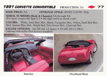 1991 Collect-A-Card Vette Set #77 1991  Corvette Convertible Back