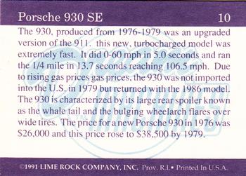 1991-92 Lime Rock Dream Machines #10 Porsche 930 SE Back