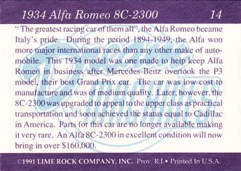 1991-92 Lime Rock Dream Machines #14 1934 Alfa Romeo SC-2300 Back