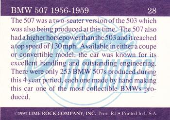 1991-92 Lime Rock Dream Machines #28 BMW 507 1956-1959 Back