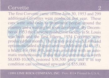 1991-92 Lime Rock Dream Machines #2 Corvette 1953-1990 Back