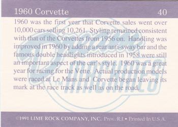 1991-92 Lime Rock Dream Machines #40 1960 Corvette Back
