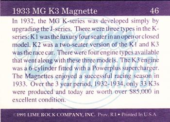 1991-92 Lime Rock Dream Machines #46 1933 MG K3 Magnette Back