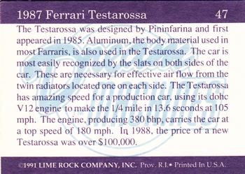 1991-92 Lime Rock Dream Machines #47 1987 Ferrari Testarossa Back