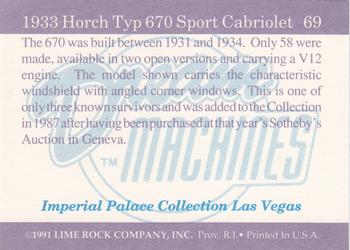 1991-92 Lime Rock Dream Machines #69 1933 Horch Typ 670 Sport Cabriolet Back