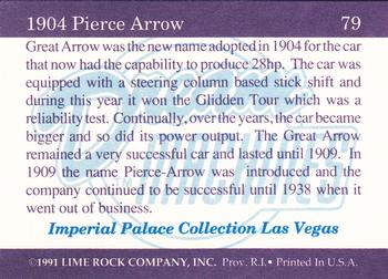 1991-92 Lime Rock Dream Machines #79 1904 Pierce Arrow Back