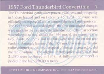 1991-92 Lime Rock Dream Machines #7 1957 Ford Thunderbird Convertible Back