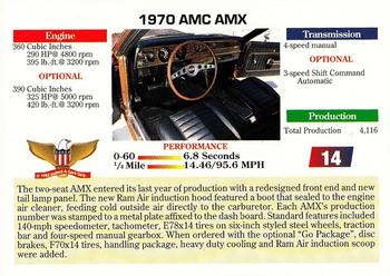 1992 Collect-A-Card Muscle Cars #14 1970 AMC AMX Back