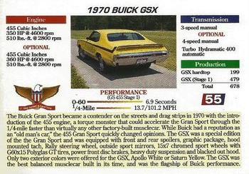 1992 Collect-A-Card Muscle Cars #55 1970 Buick GSX Back
