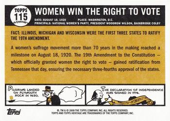 2009 Topps American Heritage #115 Women Win the Right to Vote Back