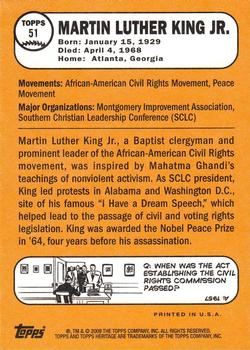 2009 Topps American Heritage #51 Martin Luther King Jr. Back