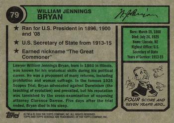 2009 Topps American Heritage #79 William Jennings Bryan Back