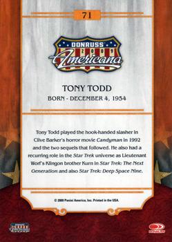 2009 Donruss Americana #71 Tony Todd Back