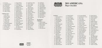 2011 Panini Americana #NNO Checklist Front