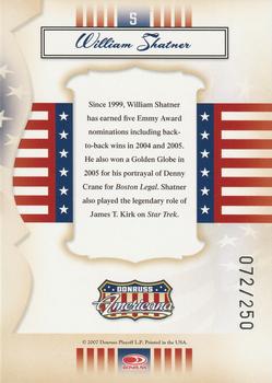 2007 Donruss Americana - Silver Proofs #5 William Shatner Back