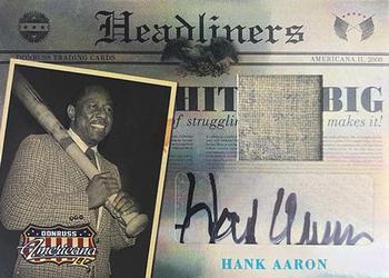 2008 Donruss Americana II - Headliners Signature Material #4 Hank Aaron Front