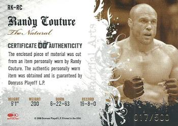 2008 Donruss Americana II - Ring Kings Material #RK-RC Randy Couture Back