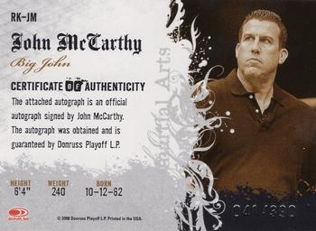 2008 Donruss Americana II - Ring Kings Signature #RK-JM1 John McCarthy Back