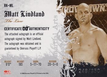 2008 Donruss Americana II - Ring Kings Signature #RK-ML Matt Lindland Back