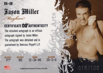 2008 Donruss Americana II - Ring Kings Signature Directors Cut #RK-JM2 Jason Miller Back
