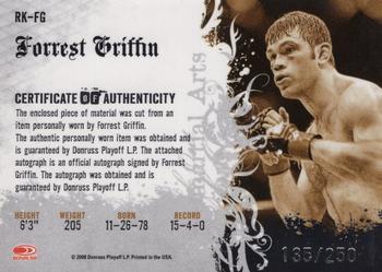 2008 Donruss Americana II - Ring Kings Signature Material #RK-FG Forrest Griffin Back