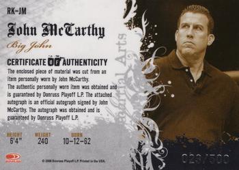 2008 Donruss Americana II - Ring Kings Signature Material #RK-JM1 John McCarthy Back