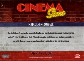 2009 Donruss Americana - Cinema Stars #3 Malcolm McDowell Back