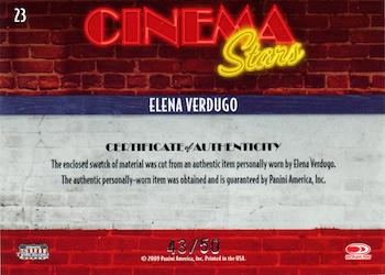 2009 Donruss Americana - Cinema Stars Material Golden Era #23 Elena Verdugo Back
