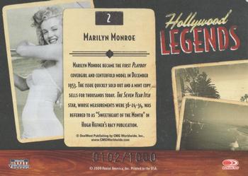 2009 Donruss Americana - Hollywood Legends #2 Marilyn Monroe Back