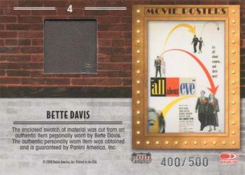 2009 Donruss Americana - Movie Posters Material #4 Bette Davis Back