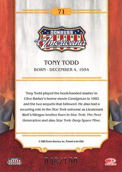 2009 Donruss Americana - Silver Proofs #71 Tony Todd Back