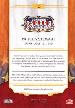 2009 Donruss Americana - Stars Material Gold Proofs #2 Patrick Stewart Back