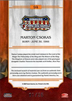 2009 Donruss Americana - Stars Material Gold Proofs #94 Marton Csokas Back