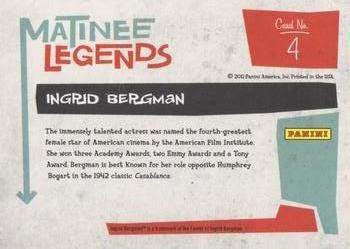 2011 Panini Americana - Matinee Legends #4 Ingrid Bergman Back