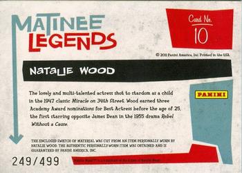 2011 Panini Americana - Matinee Legends Material #10 Natalie Wood Back