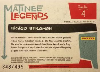 2011 Panini Americana - Matinee Legends Material #4 Ingrid Bergman Back