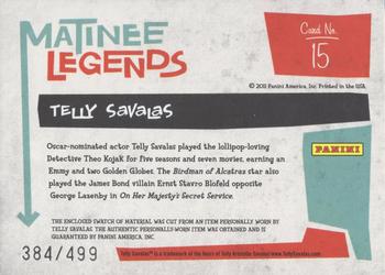 2011 Panini Americana - Matinee Legends Material #15 Telly Savalas Back