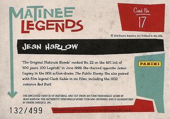 2011 Panini Americana - Matinee Legends Material #17 Jean Harlow Back
