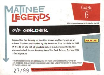 2011 Panini Americana - Matinee Legends Material Silver Screen #6 Ava Gardner Back